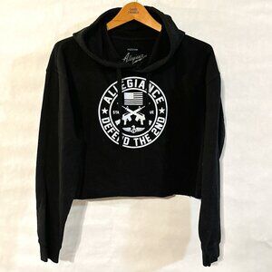 Allegiance USA Patriot Black Long Sleeve Crop Top Sweater Hoodie Medium